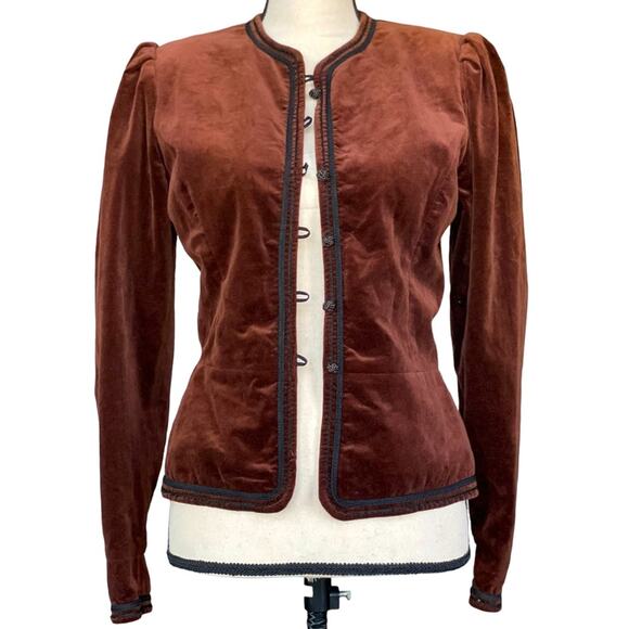 Vintage 70's Ellen Tracy velour brown jacket size women's medium - Picture 1 of 13